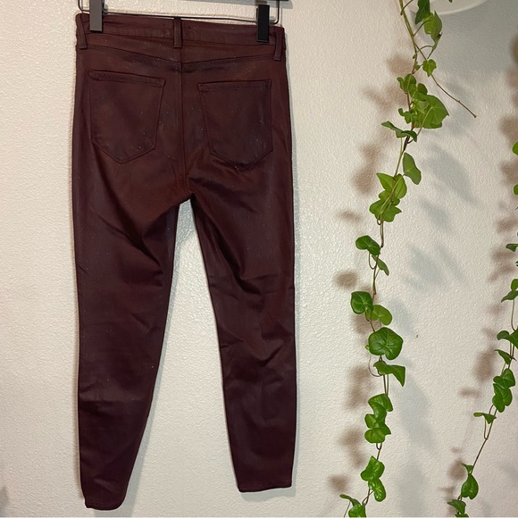 L'Agence Jeans Womens Size‎ 28 Margot High Waist Bordeaux Glitter Coated Skinny - Picture 5 of 12